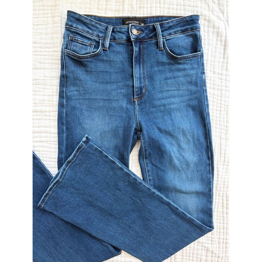Just Black Denim 28 High Rise Classic Flare Jeans Medium Wash Stretch